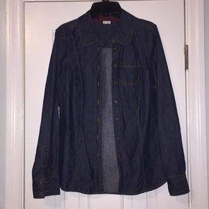 Boden dark-wash denim button-up